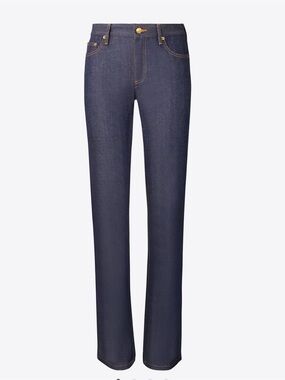 Tory Burch Low Rise Straight-Leg Jeans Dark Wash / size 28